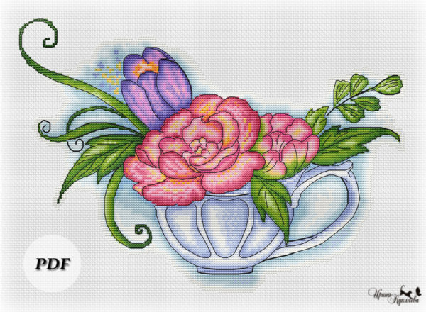 Схема вышивки Букет цветов bunch flowers